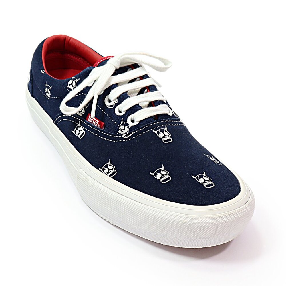 VANS Men's Era Pro Skate Shoe Kader Sylla Navy Skull Logo Canvas Sneaker Sz 9.5